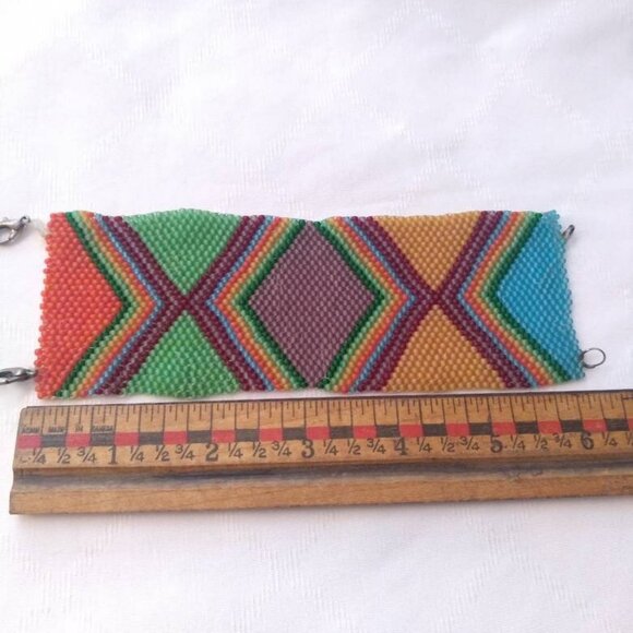 Wide Hand Beaded Vintage Bracelet Jewelry Woman Man Child Kid Accessories - Picture 6 of 10